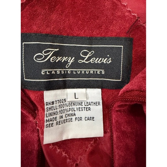 Terry Lewis Classic Luxuries Suede Leather Jacket Pants Set Red Women's L NWT - Picture 9 of 16